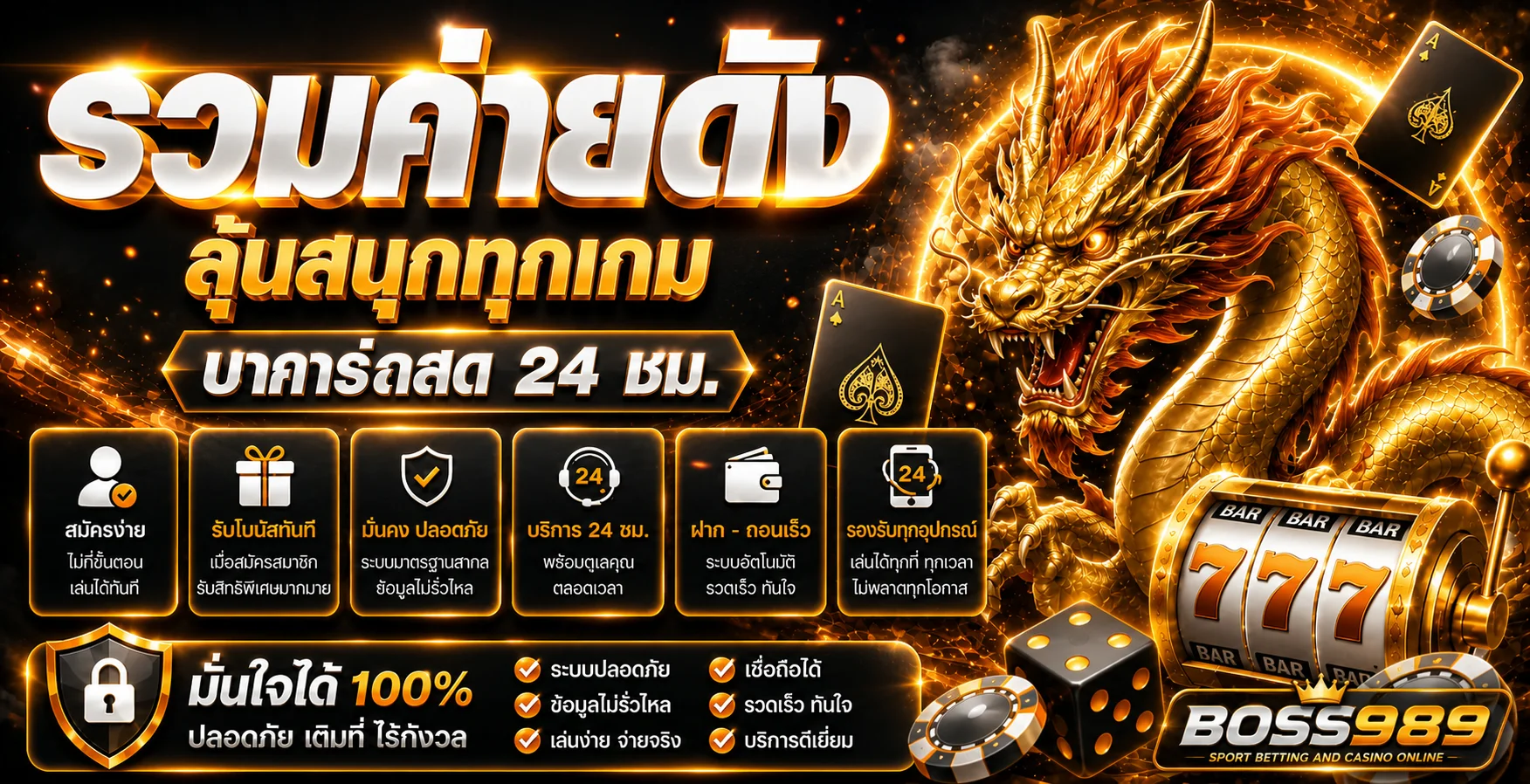 รวมค่ายเกมสล็อตยอดฮิตของ BOSS989 พร้อมโบนัสสมาชิกใหม่